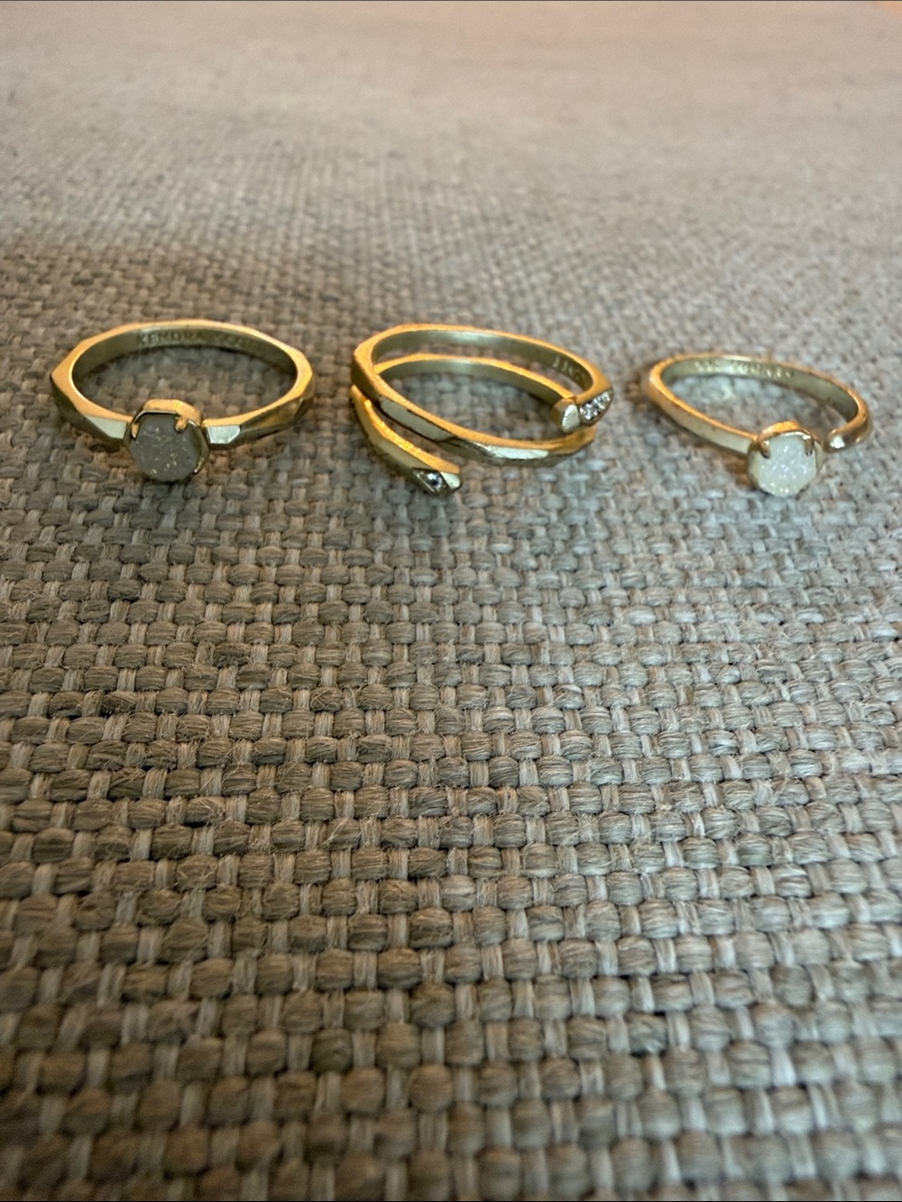 Kendra Scott Gold-Tone Druzy Stacking Ring Set - White Druzy Accents